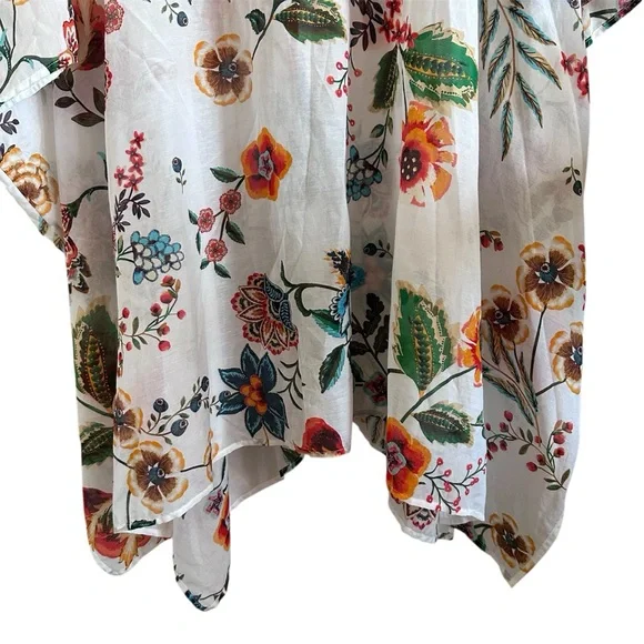 Johnny Was White Floral Ardella Swim Cover Up Kimono L XL - Picture 7 of 14